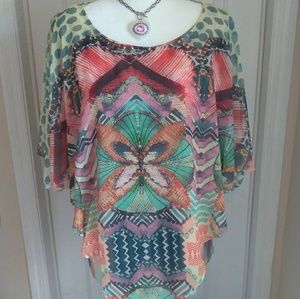 French Blue Blouse Top Shirt